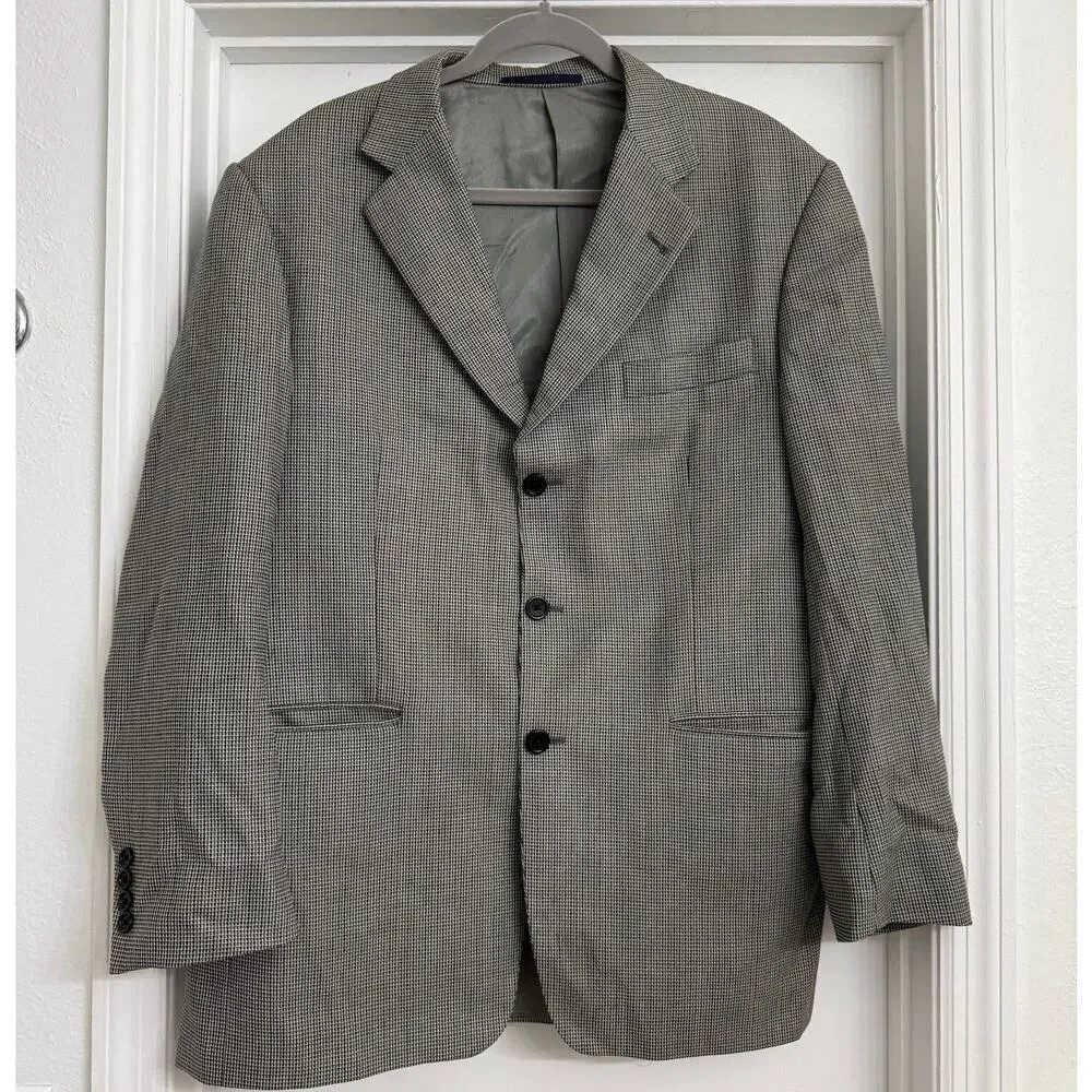 Burberry London Men's Kensington T Model Wool Blazer Sport Coat Gray Check 42R